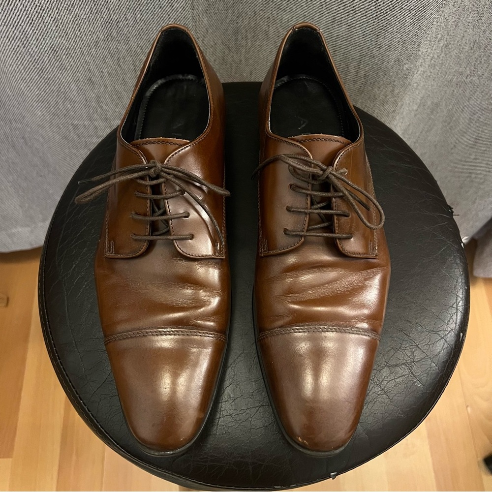 Men’s Brown Leather Lace-Up Dress Shoes EU 43 Cap Toe